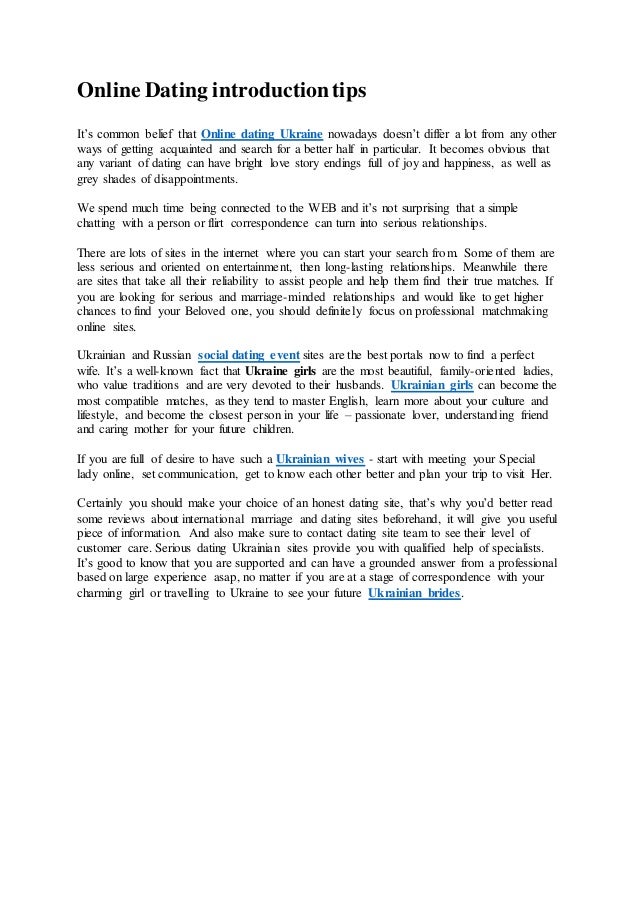 online dating good introduction